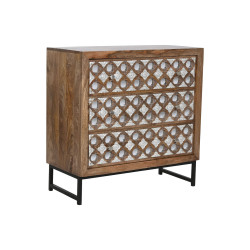Cómoda Home ESPRIT Marrón Negro Plateado Madera de mango Espejo Indi