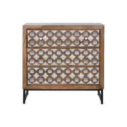 Cómoda Home ESPRIT Marrón Negro Plateado Madera de mango Espejo Indi
