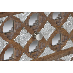 Cómoda Home ESPRIT Marrón Negro Plateado Madera de mango Espejo Indi
