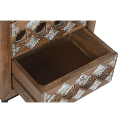 Cajonera Home ESPRIT Marrón Negro Plateado Madera de mango Espejo Ind
