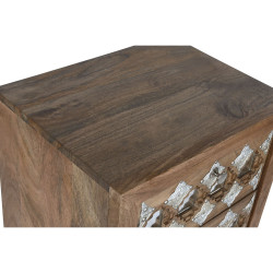 Cajonera Home ESPRIT Marrón Negro Plateado Madera de mango Espejo Ind