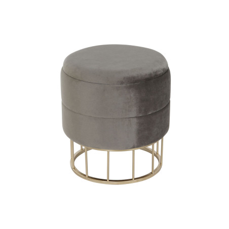 Reposapiés DKD Home Decor Dorado Gris oscuro Poliéster Metal 38 x 38