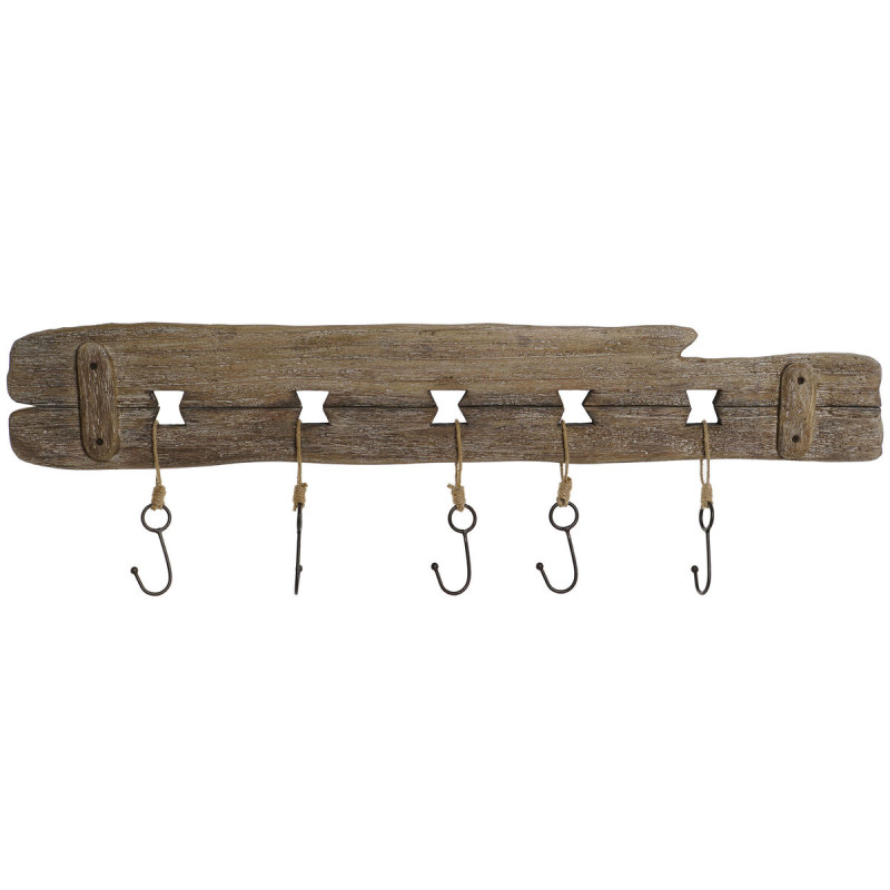 Perchero de Pared Home ESPRIT Natural Metal Madera de Paulonia 99 x 3