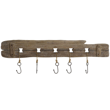 Perchero de Pared Home ESPRIT Natural Metal Madera de Paulonia 99 x 3
