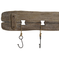 Perchero de Pared Home ESPRIT Natural Metal Madera de Paulonia 99 x 3