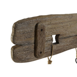 Perchero de Pared Home ESPRIT Natural Metal Madera de Paulonia 99 x 3