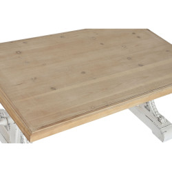 Mesa de Centro Home ESPRIT Blanco Natural Madera de abeto Madera MDF 1