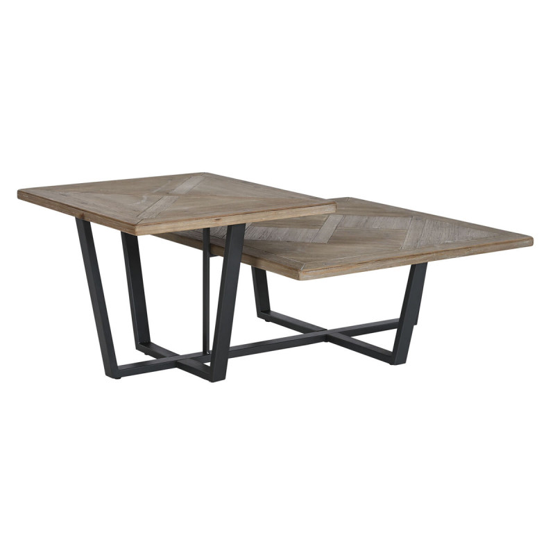 Mesa de Centro Home ESPRIT Negro Natural Metal Madera de abeto 118 x 7