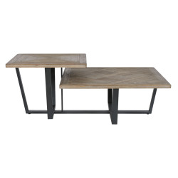 Mesa de Centro Home ESPRIT Negro Natural Metal Madera de abeto 118 x 7