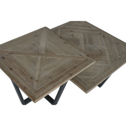 Mesa de Centro Home ESPRIT Negro Natural Metal Madera de abeto 118 x 7