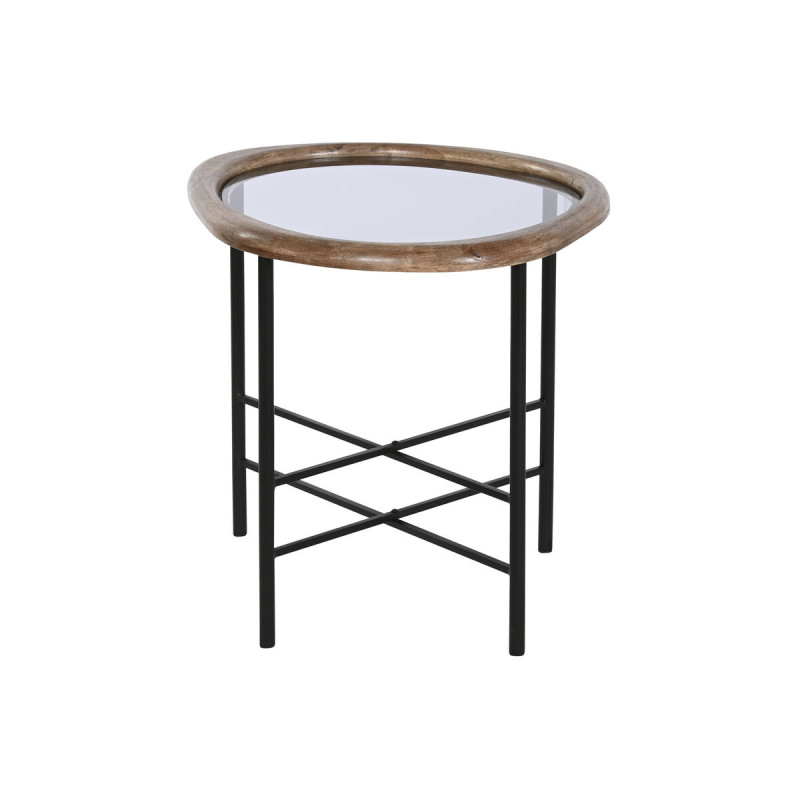Mesa de Centro Home ESPRIT Marrón Negro Natural Cristal Madera de abe