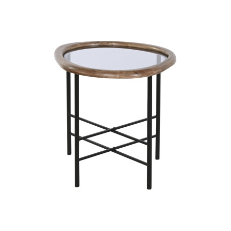 Mesa de Centro Home ESPRIT Marrón Negro Natural Cristal Madera de abe