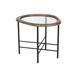 Mesa de Centro Home ESPRIT Marrón Negro Natural Cristal Madera de abe