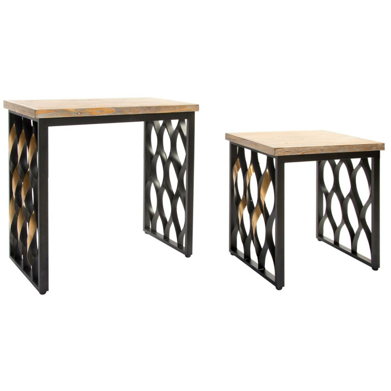 Juego de 2 mesas Home ESPRIT Madera Metal 64 x 34 x 65 cm Juego de 2 mesas Home ESPRIT Madera Metal 64 x 34 x 65 cm