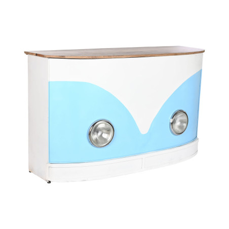Mueble Auxiliar Home ESPRIT Blanco Marrón Turquesa Cristal Hierro Mad