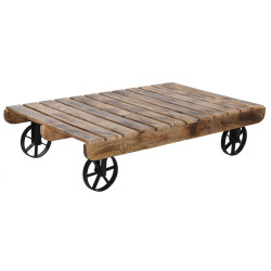 Mesa de Centro Home ESPRIT Negro Natural Metal Madera de mango 130 x 8