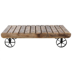 Mesa de Centro Home ESPRIT Negro Natural Metal Madera de mango 130 x 8