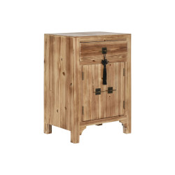 Mesita de Noche Home ESPRIT Negro Natural Madera de abeto Madera MDF 4
