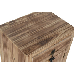 Mesita de Noche Home ESPRIT Negro Natural Madera de abeto Madera MDF 4