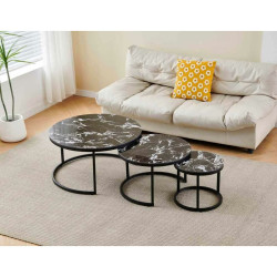 Consola Home ESPRIT Negro Metal Cerámica 80 x 80 x 1 cm