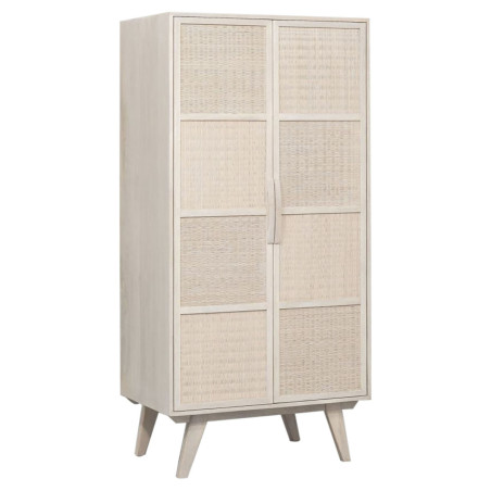 Aparador Home ESPRIT Blanco Ratán Madera de mango 87 x 55 x 178 cm