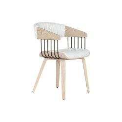 Silla de Comedor Home ESPRIT Blanco Poliéster Madera 51 x 55 x 76,5 c