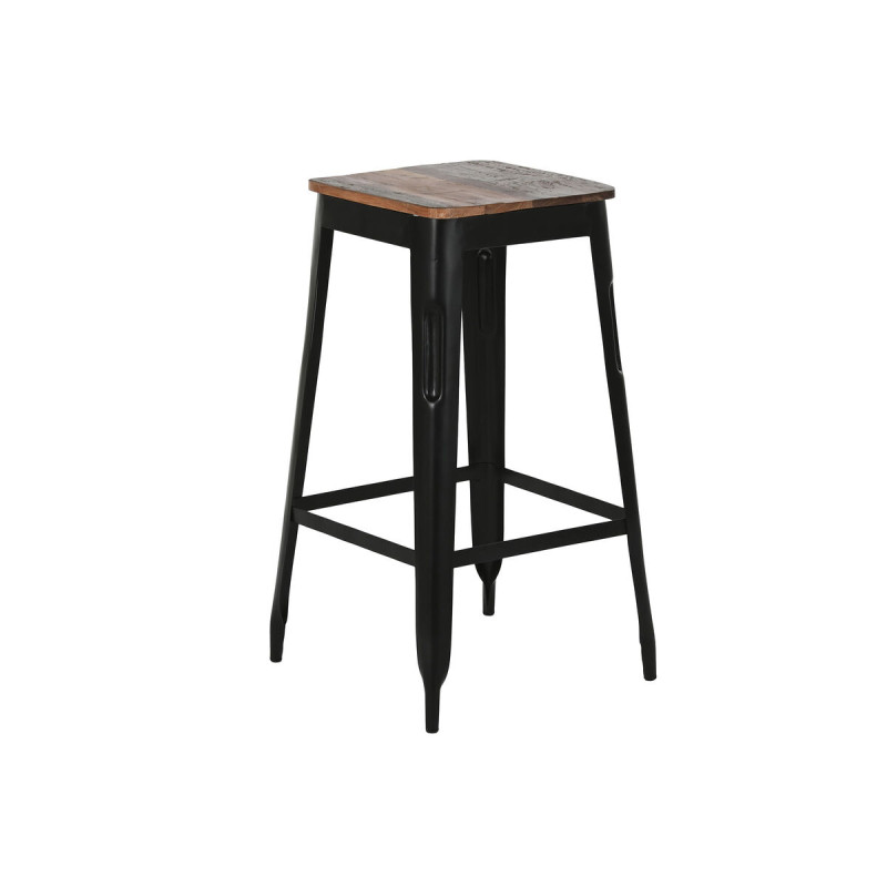 Taburete Home ESPRIT Marrón Negro Madera Metal 34 x 33 x 77 cm Taburete Home ESPRIT Marrón Negro Madera Metal 34 x 33 x 77 cm