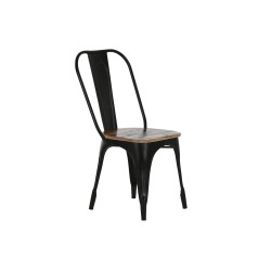 Silla de Comedor Home ESPRIT Negro Marrón oscuro Madera Metal 48 x 55