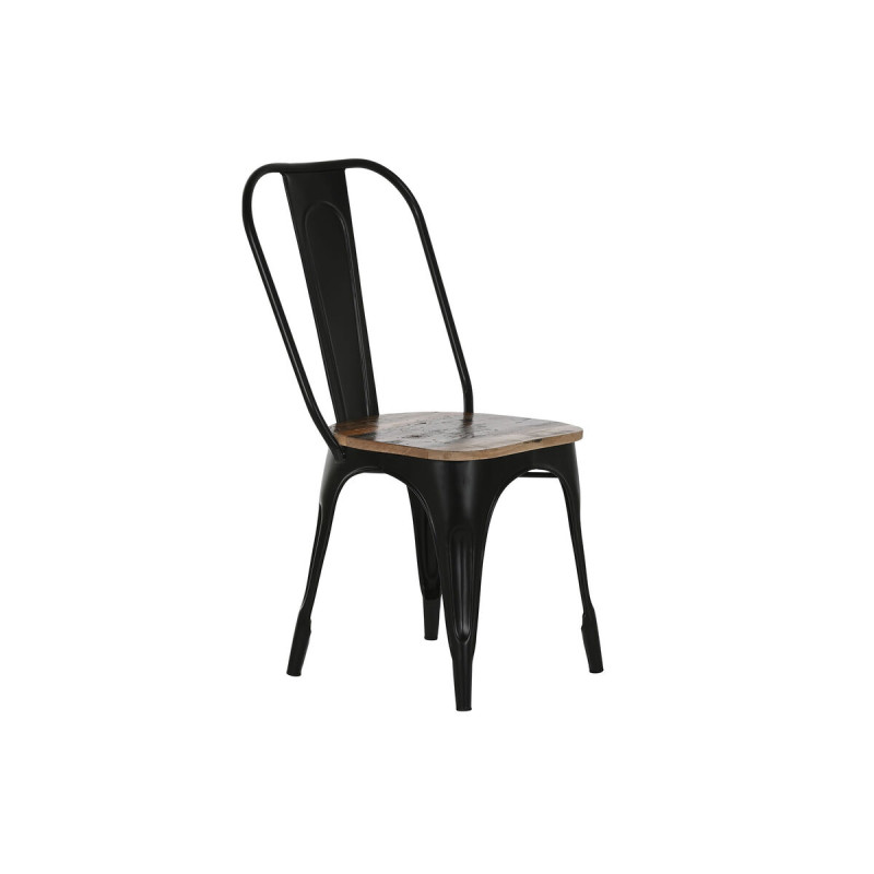 Silla de Comedor Home ESPRIT Negro Marrón oscuro Madera Metal 48 x 55