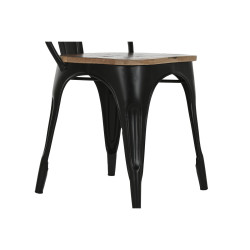 Silla de Comedor Home ESPRIT Negro Marrón oscuro Madera Metal 48 x 55