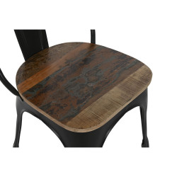 Silla de Comedor Home ESPRIT Negro Marrón oscuro Madera Metal 48 x 55