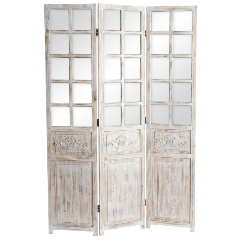 Biombo Home ESPRIT Blanco Abeto Espejo 120 x 3 x 180 cm Biombo Home ESPRIT Blanco Abeto Espejo 120 x 3 x 180 cm
