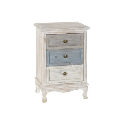 Mesita de Noche Home ESPRIT Blanco Azul cielo Gris claro 42 x 32 x 64,