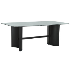 Mesa de Comedor Home ESPRIT Negro Verde Metal Cristal Templado 200 x 1