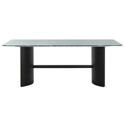 Mesa de Comedor Home ESPRIT Negro Verde Metal Cristal Templado 200 x 1