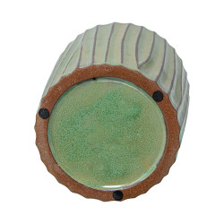 Set de Maceteros Alexandra House Living Verde Cerámica Rayas 2 Piezas