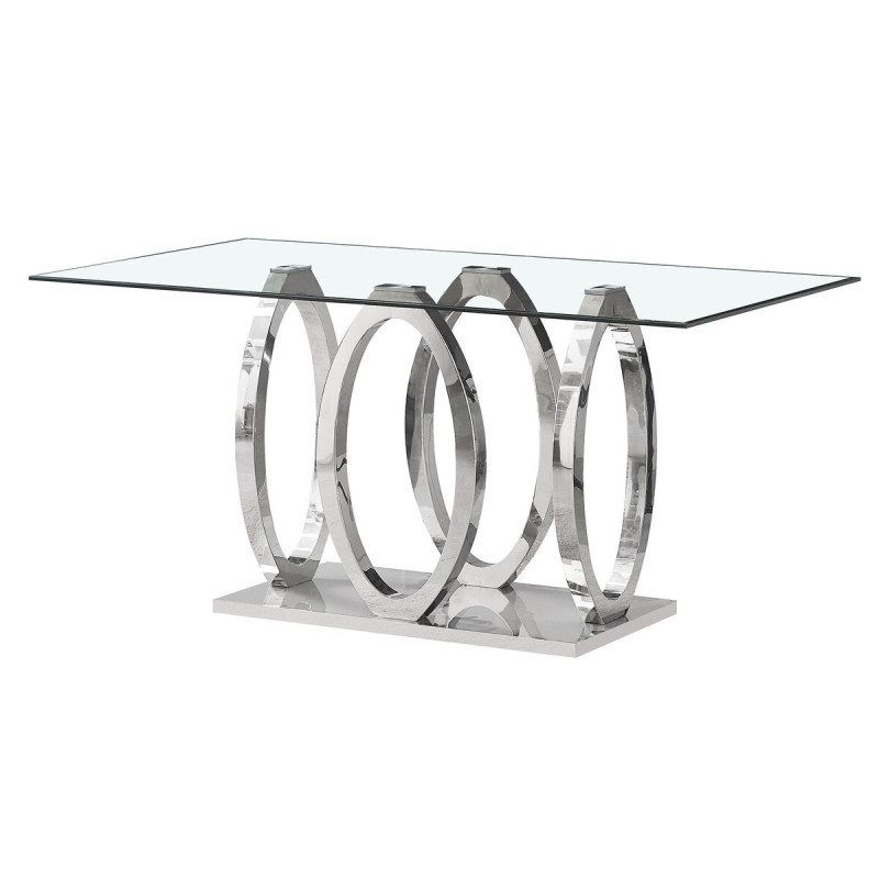 Mesa de Comedor Home ESPRIT Acero Cristal Templado 160 x 90 x 76 cm Mesa de Comedor Home ESPRIT Acero Cristal Templado 160 x 90 x 76 cm