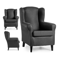 Sillón Sade Poliéster Madera de pino Gris oscuro (65 x 101 x 75 cm)
