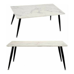 Mesa de Centro Blanco Negro Mármol Metal Melamina Madera MDF 60 x 110