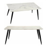 Mesa de Centro Blanco Negro Mármol Metal Melamina Madera MDF 60 x 110