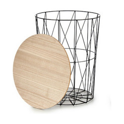 Mesa auxiliar Marrón Negro Metal Cartón Madera MDF (4 Unidades)
