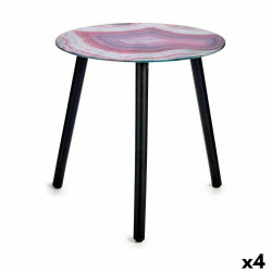 Mesa auxiliar Mármol Negro Rosa Cristal 40 x 41,5 x 40 cm (4 Unidades