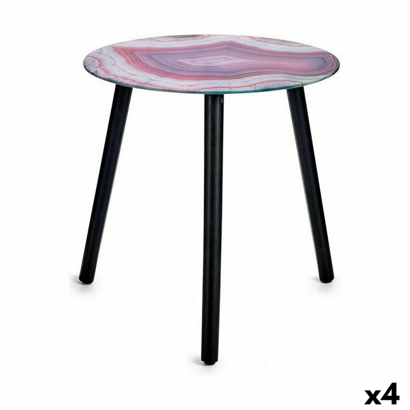 Mesa auxiliar Mármol Negro Rosa Cristal 40 x 41,5 x 40 cm (4 Unidades Mesa auxiliar Mármol Negro Rosa Cristal 40 x 41,5 x 40 cm (4 Unidades