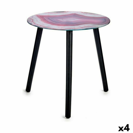 Mesa auxiliar Mármol Negro Rosa Cristal 40 x 41,5 x 40 cm (4 Unidades