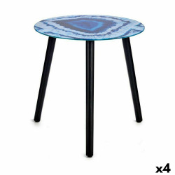 Mesa auxiliar Mármol Azul Negro Cristal 40 x 41,5 x 40 cm (4 Unidades
