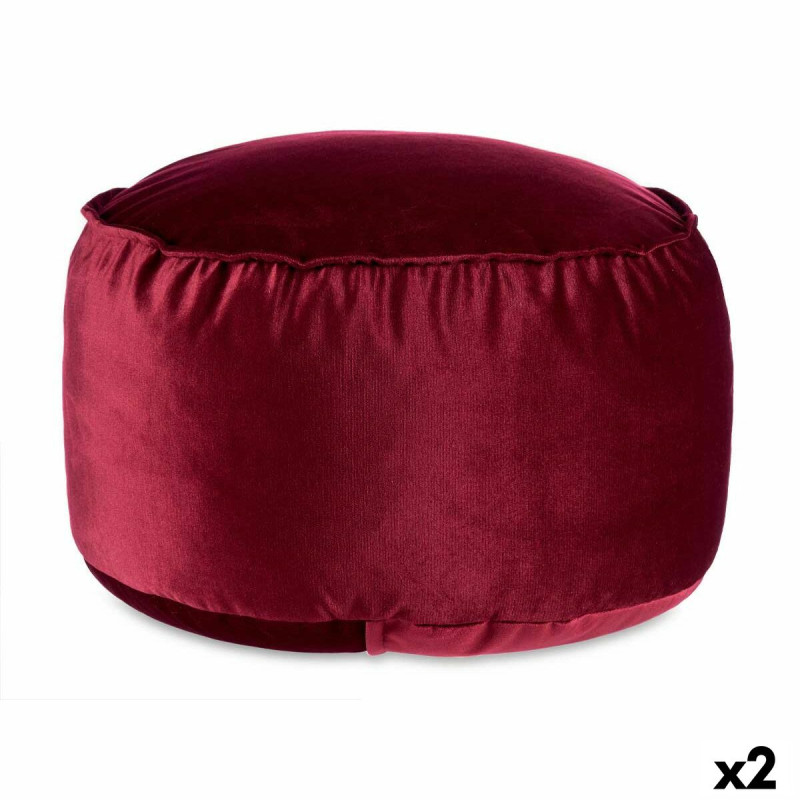 Puff Terciopelo Granate 60 x 39 x 60 cm (2 Unidades) Puff Terciopelo Granate 60 x 39 x 60 cm (2 Unidades)