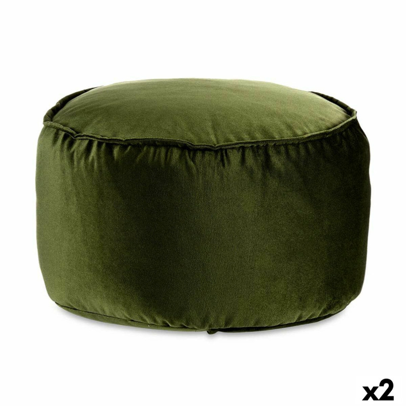 Puff Terciopelo Verde 60 x 39 x 60 cm (2 Unidades) Puff Terciopelo Verde 60 x 39 x 60 cm (2 Unidades)