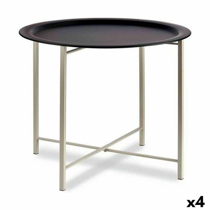 Mesa auxiliar Blanco Negro Metal 62 x 48,5 x 62 cm (4 Unidades) Mesa auxiliar Blanco Negro Metal 62 x 48,5 x 62 cm (4 Unidades)