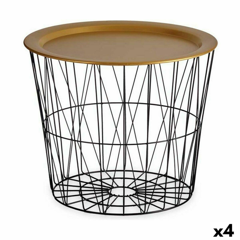 Mesa auxiliar Negro Dorado Metal 52 x 40 x 52 cm (4 Unidades) Mesa auxiliar Negro Dorado Metal 52 x 40 x 52 cm (4 Unidades)
