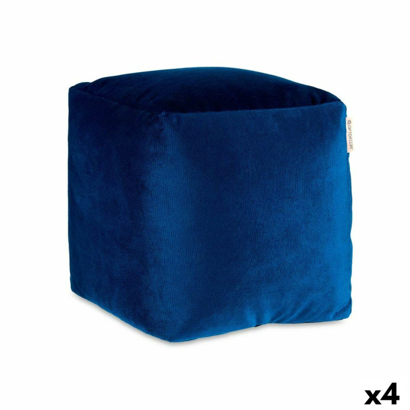 Puff Terciopelo Azul 30 x 30 x 30 cm (4 Unidades) Puff Terciopelo Azul 30 x 30 x 30 cm (4 Unidades)